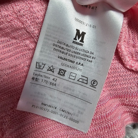 Missoni Women Pink Knit Cardigan Size 42 Handkerchief Hem Open Front Luxury - Picture 8 of 16